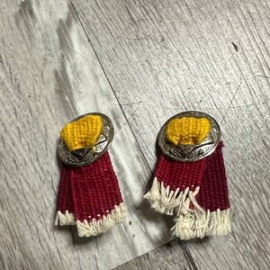Silver and Red Tassel Earrings